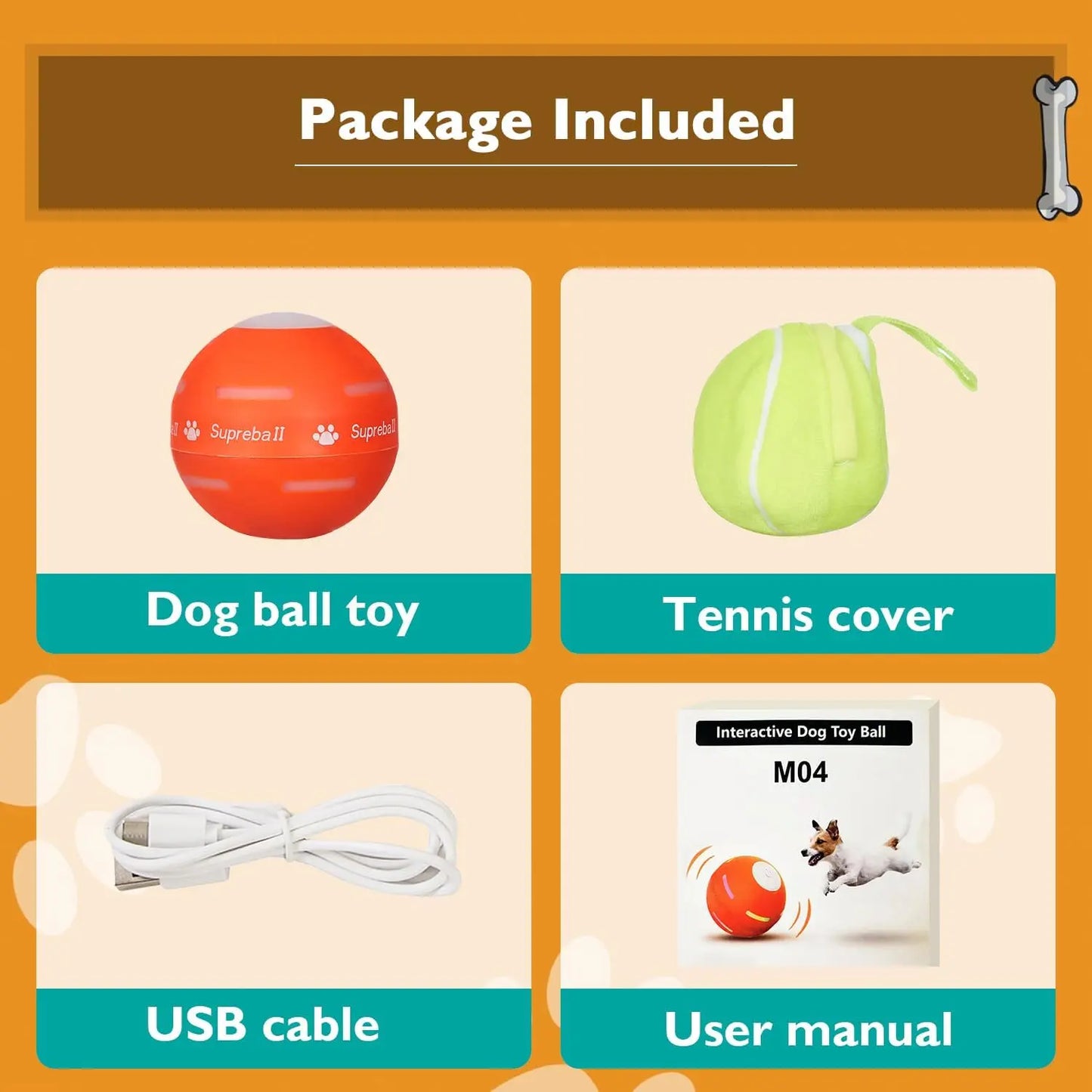 Upgraded Interactive Dog Ball - Durable Motion Activated Rolling Toy for All Dog Sizes, USB Rechargeable Fun!