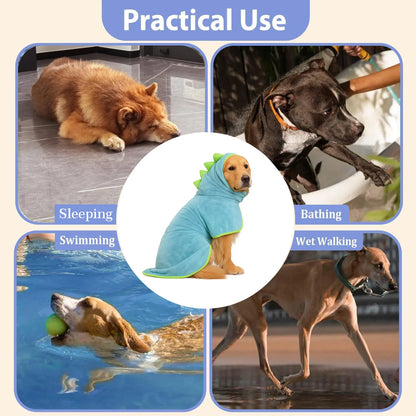 Quick-Dry Dog Bathrobe & Towel Set - Adjustable Microfiber Robe with Drying Gloves for Cozy Grooming & Beach Fun