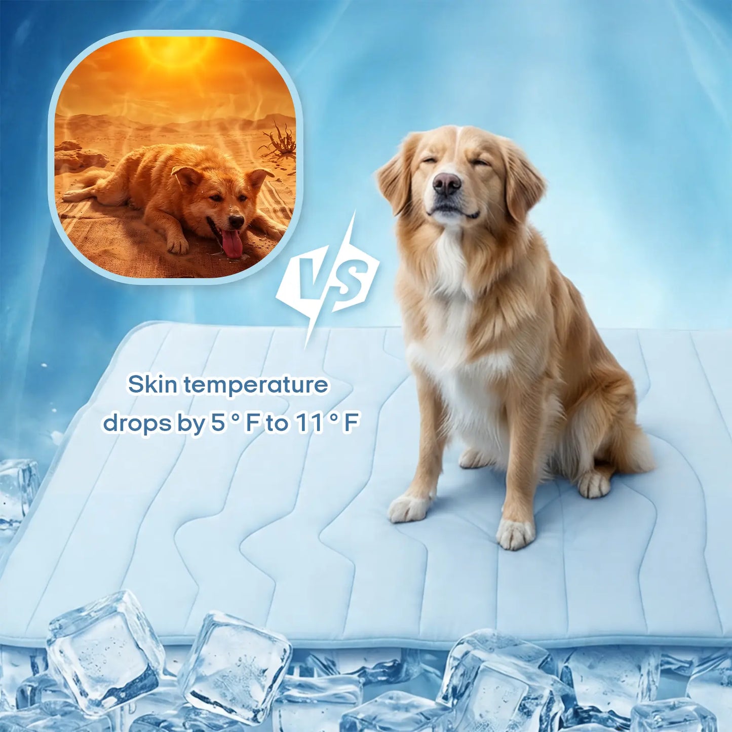 Vagascape Eco-Friendly Cooling Pet Mat - Portable & Durable Cooling Pad for Large Dogs and Cats, Perfect for Outdoor Adventures, Camping, and Crate Use, Machine Washable, No Gel Needed
