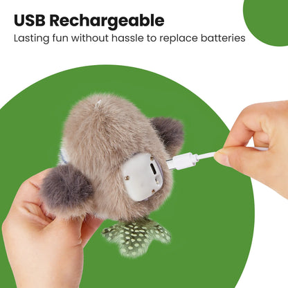 Potaroma Interactive Flapping Bird Cat Toy – Realistic Chirping & Rechargeable Fun for Cats & Kittens (5.1" – Cuckoo)