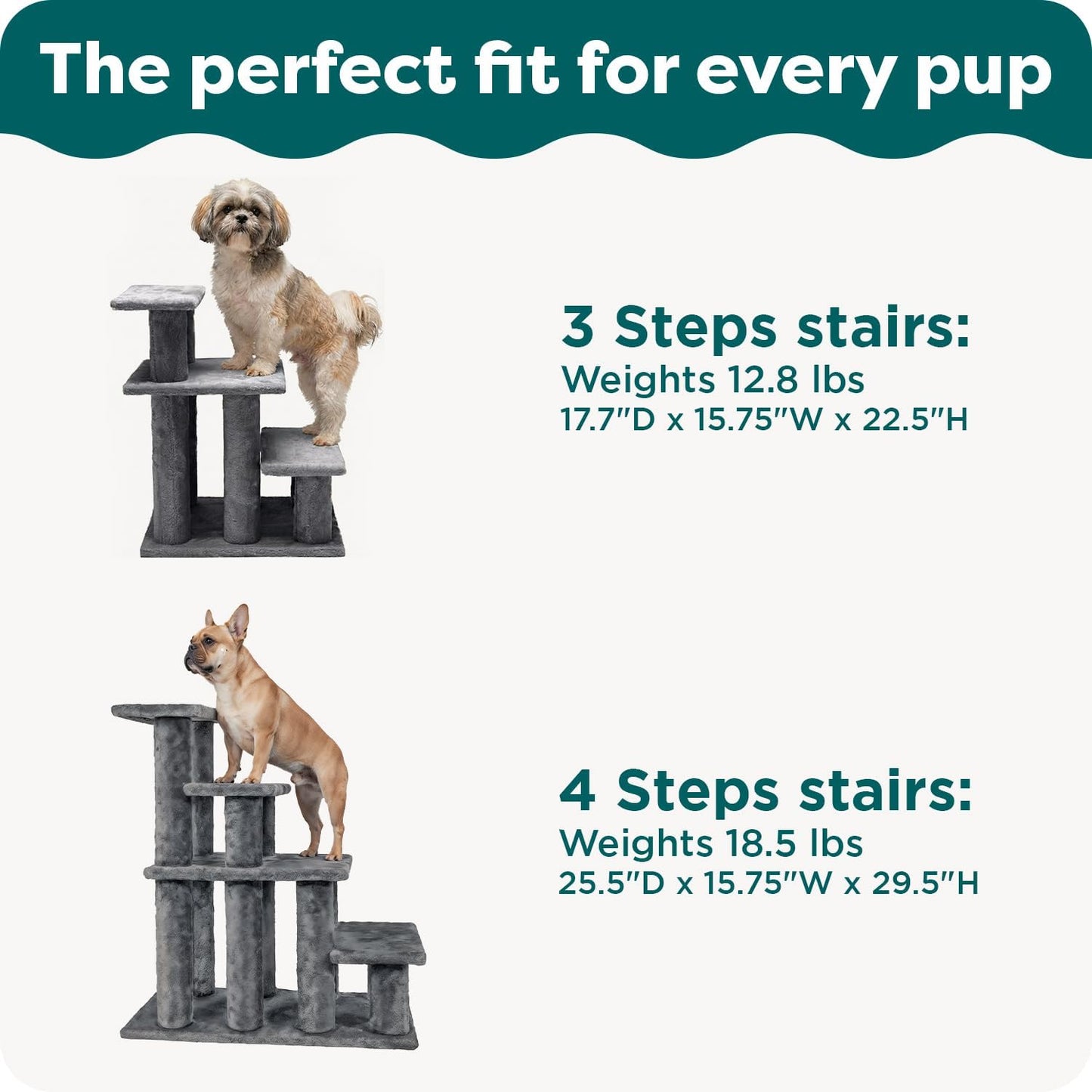 Steady Paws Multi-Step Pet Stairs for High Beds & Sofas - Cream, 3-Step