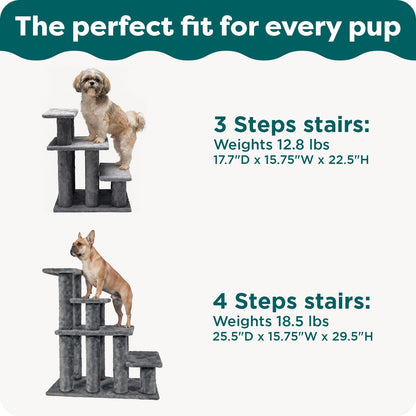 Steady Paws Multi-Step Pet Stairs for High Beds & Sofas - Cream, 3-Step