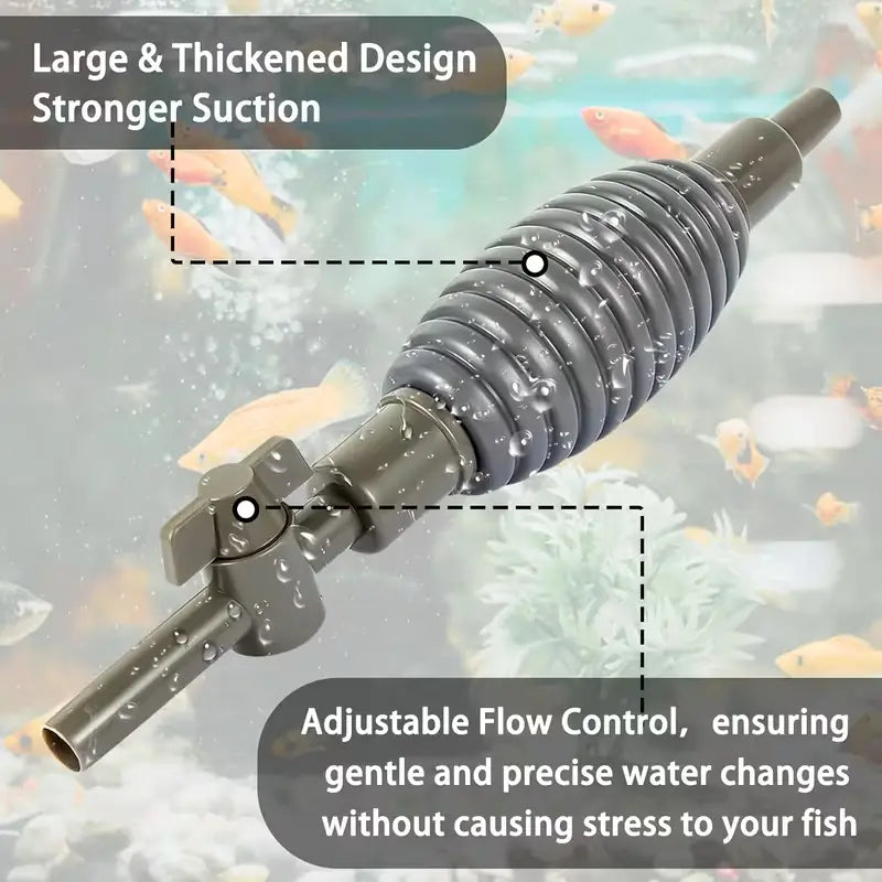 Premium Fish Tank Vacuum Gravel Cleaner - Multi-Functional Hand Siphon Pump for Easy Aquarium Water Changes & Debris Removal