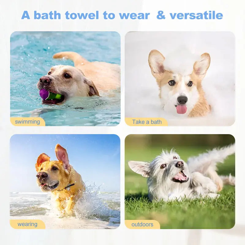 Super Absorbent Two-Color Dog Bathrobe Towels - Quick-Drying & Adjustable for Small, Medium, and Large Dogs!
