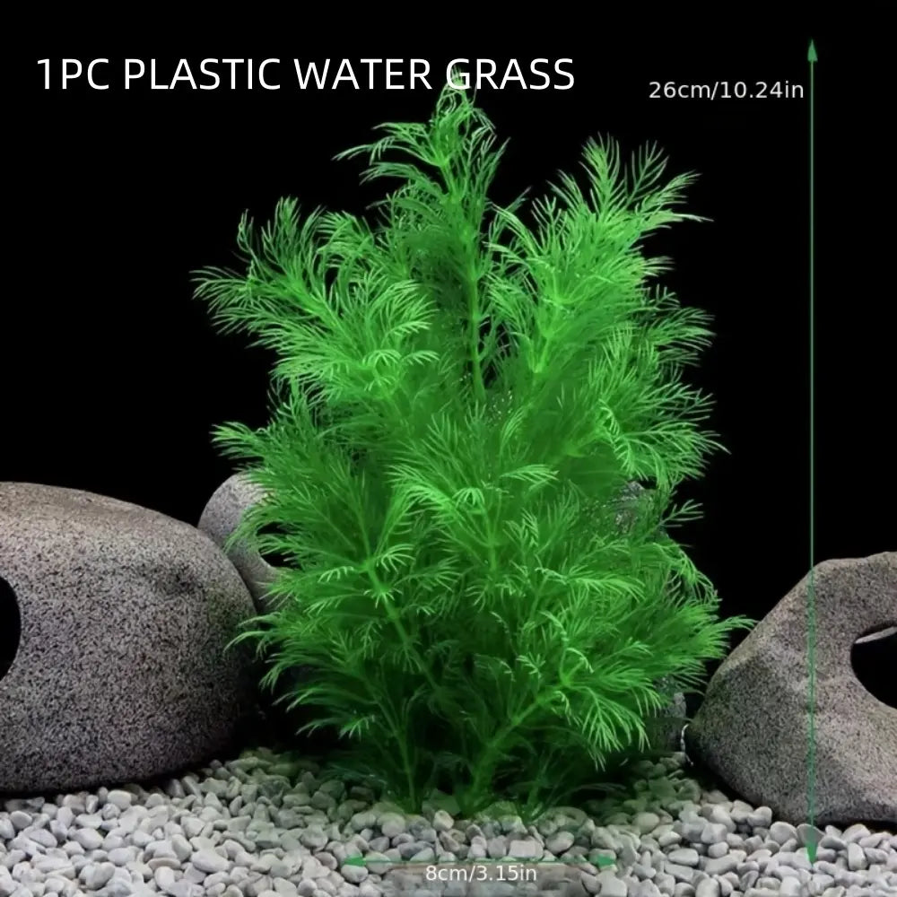 Vibrant 26Cm Artificial Basil Plant for Aquariums - Perfect for Freshwater & Saltwater Tanks with Sturdy Ceramic Base