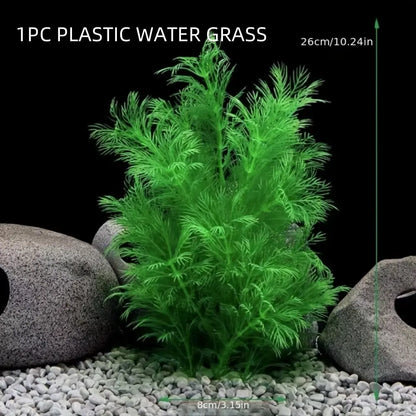 Vibrant 26Cm Artificial Basil Plant for Aquariums - Perfect for Freshwater & Saltwater Tanks with Sturdy Ceramic Base