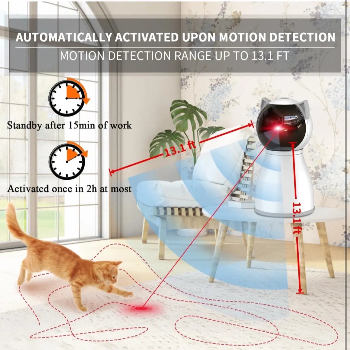 Interactive Rechargeable Laser Cat Toy - 4th Generation Motion Activated Fun for Bored Indoor Cats, Kittens, and Dogs