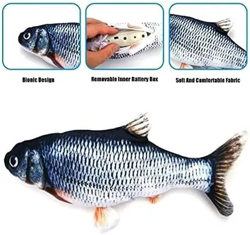 Interactive Automatic Plush Fish Cat Toy - Touch-Sensitive USB-Powered Puppet for All Breeds