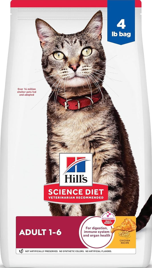Hill'S Science Diet Adult 1-6 Dry Cat Food | #1 Veterinarian Recommended, Chicken Recipe, 4 Lb. Bag