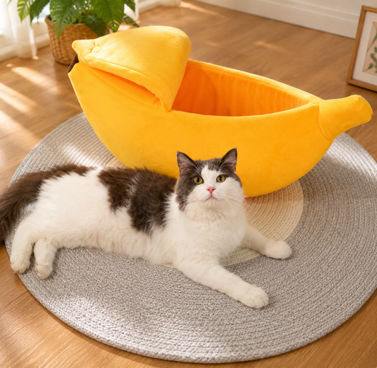 Cozy Banana Bed - Soft & Adorable for Cats, Rabbits & Small Dogs