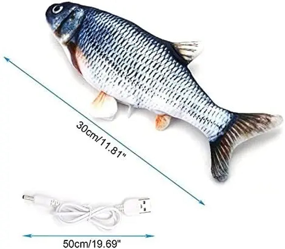 Interactive Automatic Plush Fish Cat Toy - Touch-Sensitive USB-Powered Puppet for All Breeds
