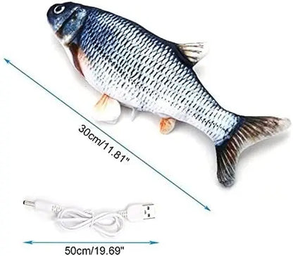 Interactive Automatic Plush Fish Cat Toy - Touch-Sensitive USB-Powered Puppet for All Breeds