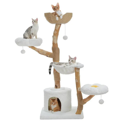Elegant 59-Inch Luxury Wood Cat Tree with Condo & Hammock - Perfect Christmas Gift for Indoor Cats!