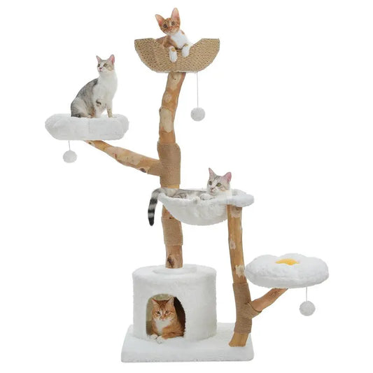 Elegant 59-Inch Luxury Wood Cat Tree with Condo & Hammock - Perfect Christmas Gift for Indoor Cats!