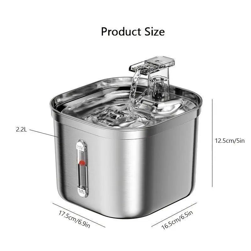 Premium 74Oz Stainless Steel Automatic Pet Water Fountain - Ideal Cat & Dog Water Dispenser