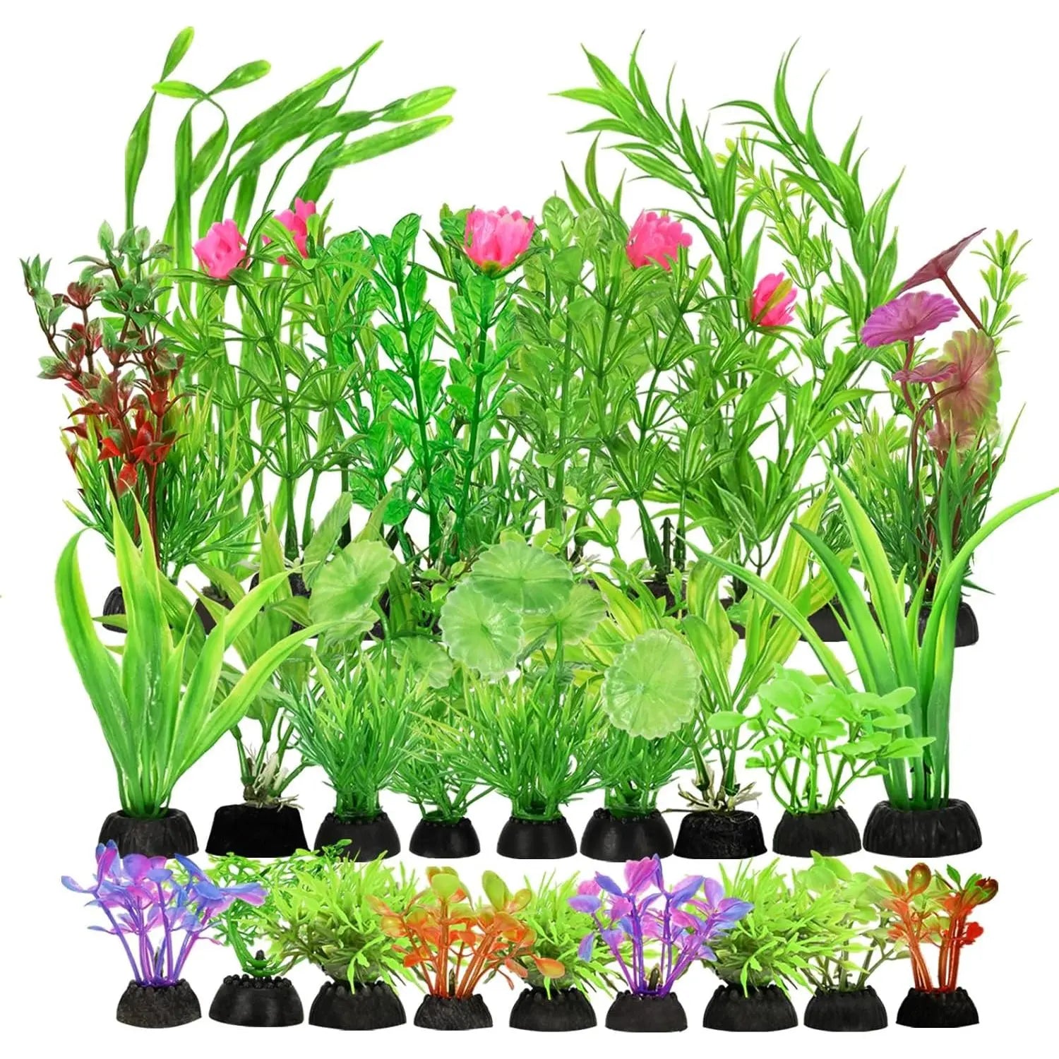 Vibrant 30 Count Artificial Aquarium Fish Tank Decorations - Lush Green Plastic Water Grass for Stunning Aquatic Display
