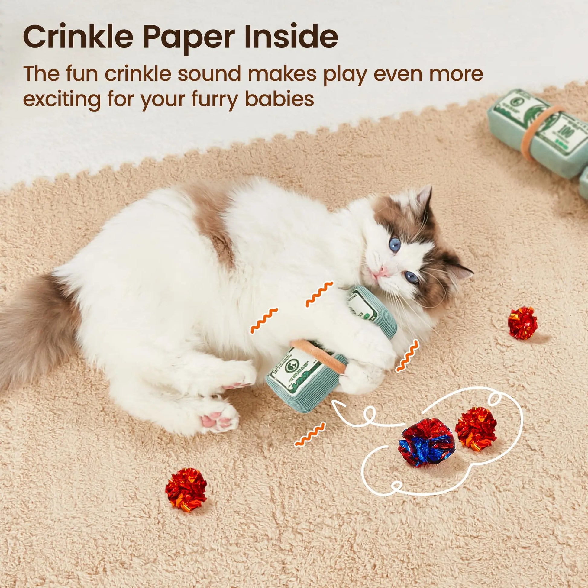  Catnip Dollar Toy - Interactive Kicker for Indoor Kittens, Teeth Cleaning Fun, 6 Inches of Playtime Bliss!