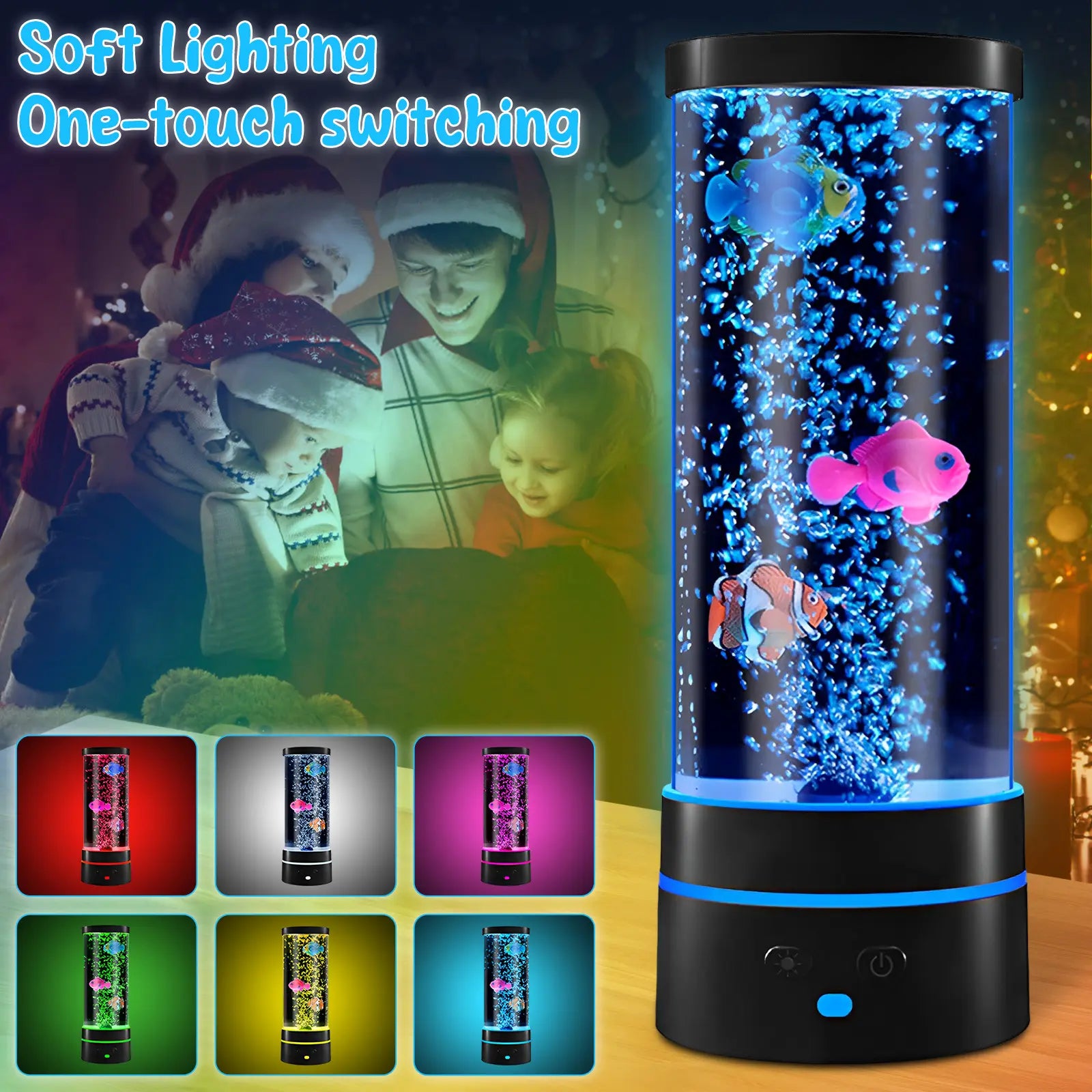 Colorful Bubble Fish Nightlight - Soothing Aquarium Lamp for Kids' Rooms, Living Room, and Parties