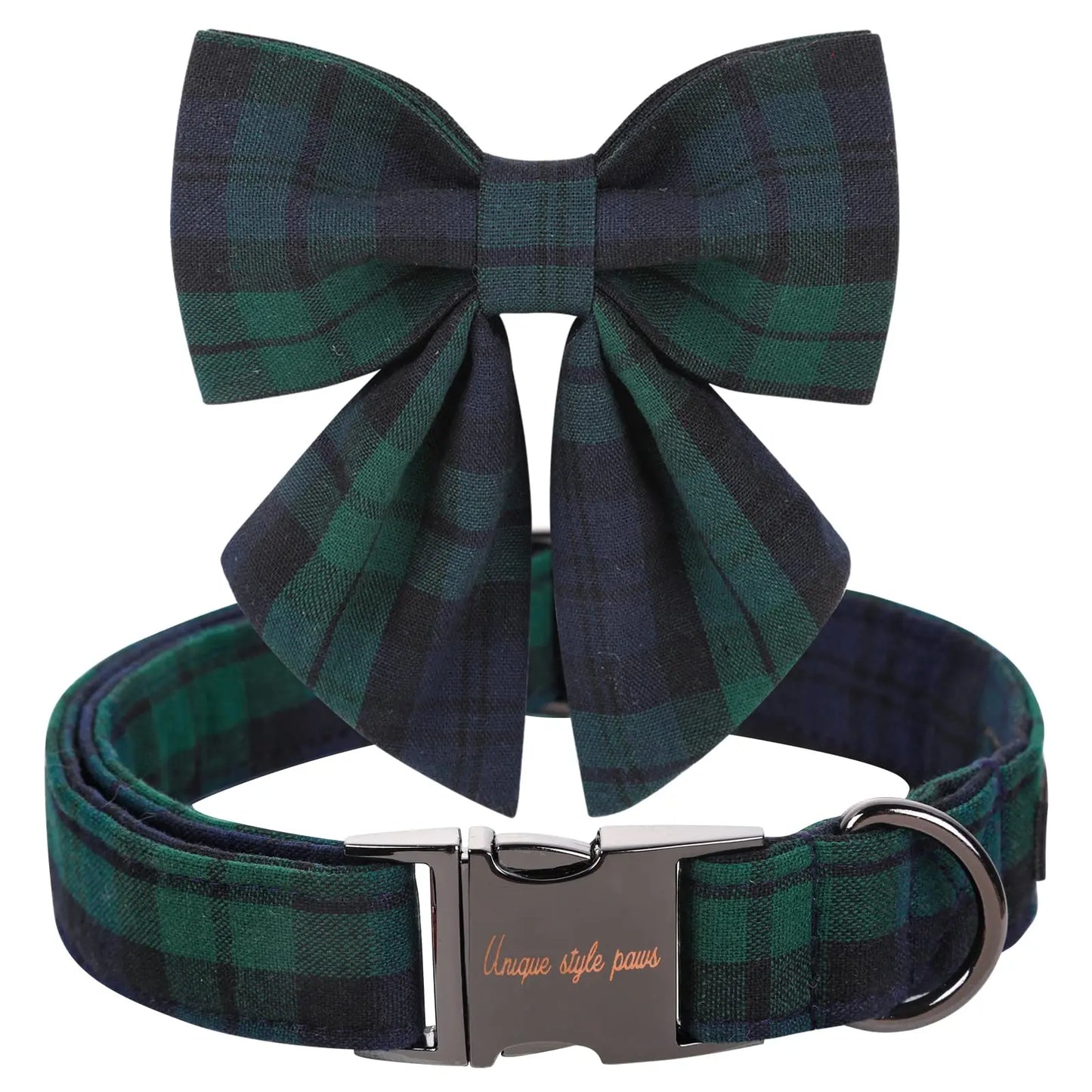 Festive Plaid Dog Collar with Bow Tie - Adjustable Christmas Scottish Tartan for Small to Large Dogs, Perfect Holiday Gift!