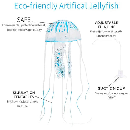 Vibrant Fluorescent Jellyfish Set of 3 - Stunning Aquarium Decor for LED Fish Tanks, Floating Realistic Ornaments