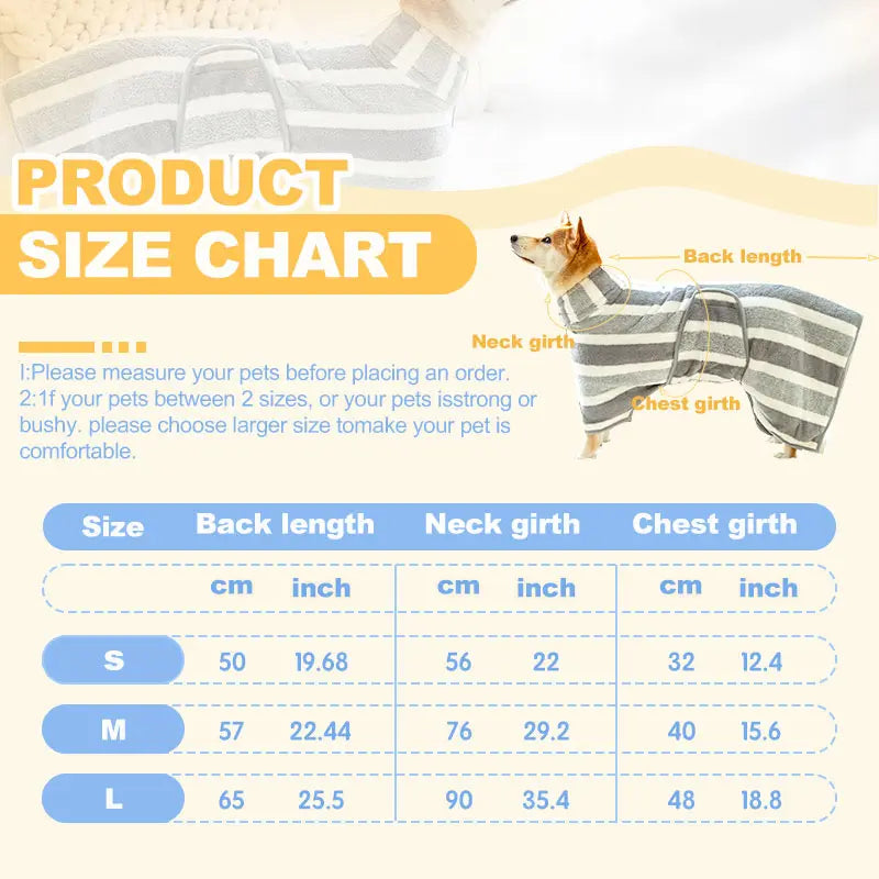 Super Absorbent Two-Color Dog Bathrobe Towels - Quick-Drying & Adjustable for Small, Medium, and Large Dogs!