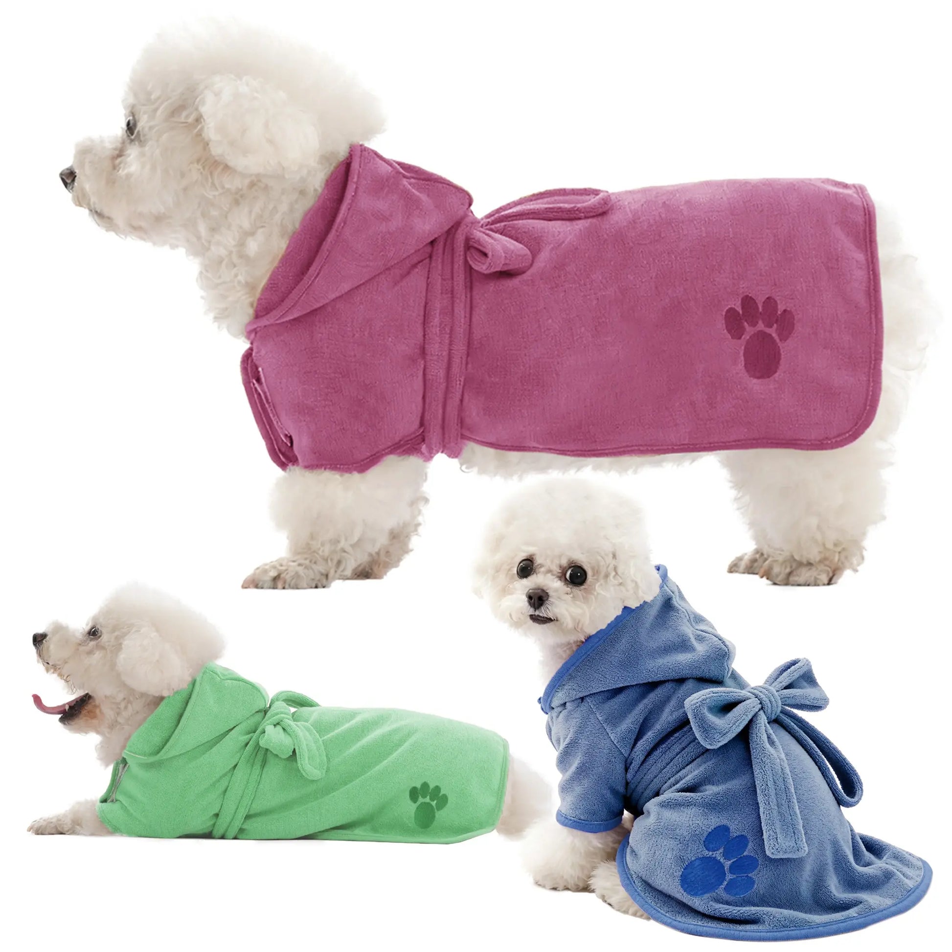 Stylish Pet Embroidered Paws Bathrobe - Universal Absorbent Design for Dogs & Cats, Perfect for Small to Large Breeds!