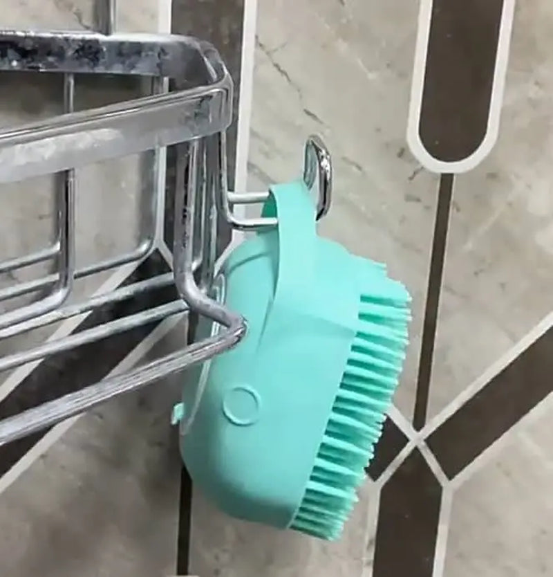 Silicone Pet Bath Brush with Shampoo Dispenser - Perfect Bath Accessory for Dogs & Cats + Ultra-Absorbent Deerskin Towel