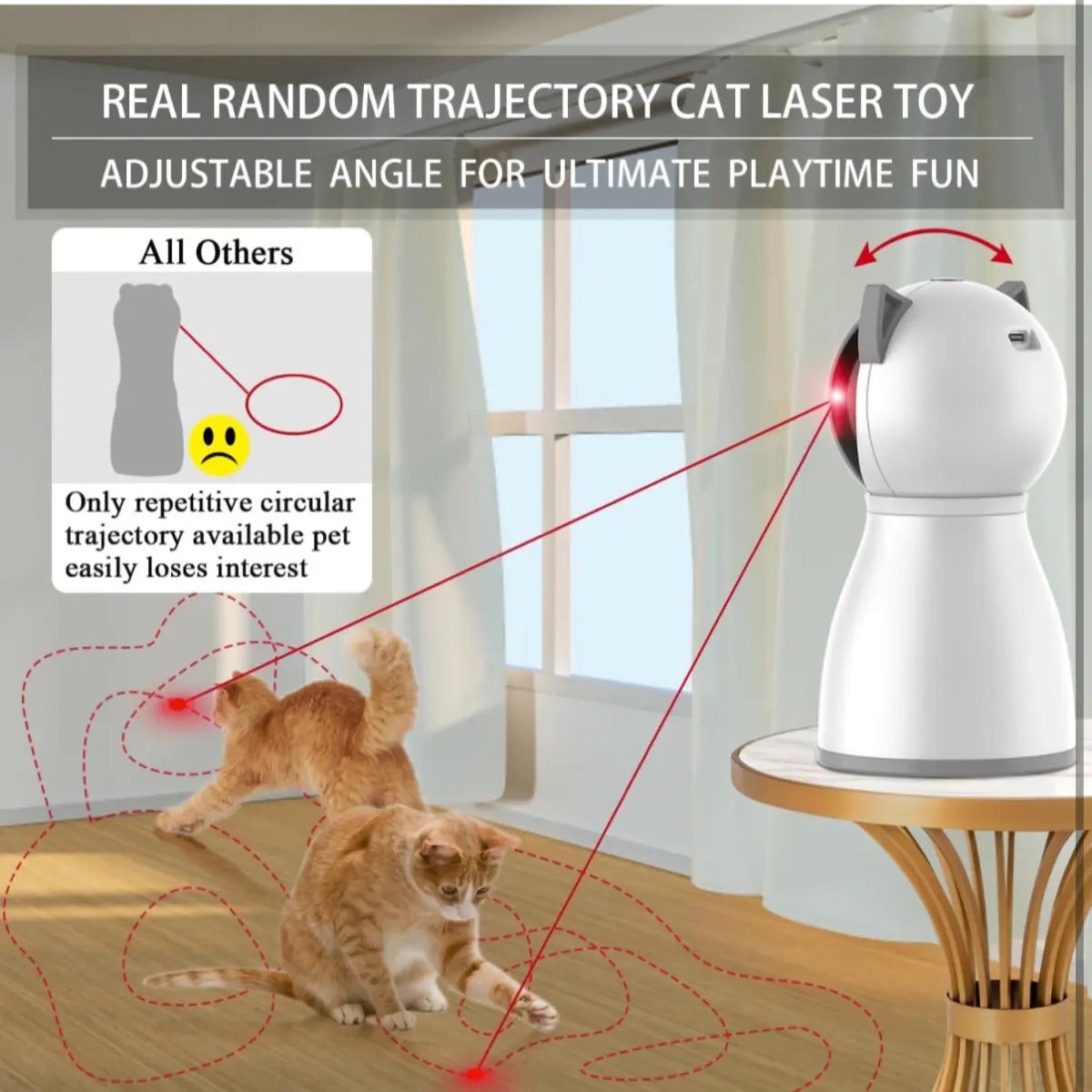 Interactive Rechargeable Laser Cat Toy - 4th Generation Motion Activated Fun for Bored Indoor Cats, Kittens, and Dogs