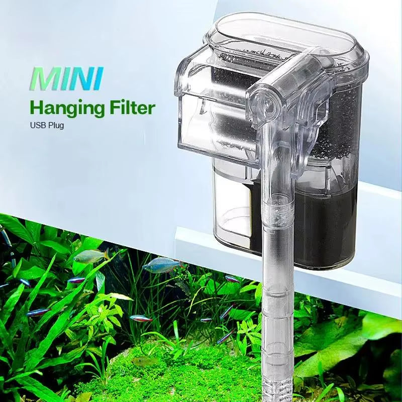 New Suspended Filter for Fish Tanks, Mini Filter, USB, 2.5W, 250H/L Suitable for Fish Tanks below 30Cm, Aquariums