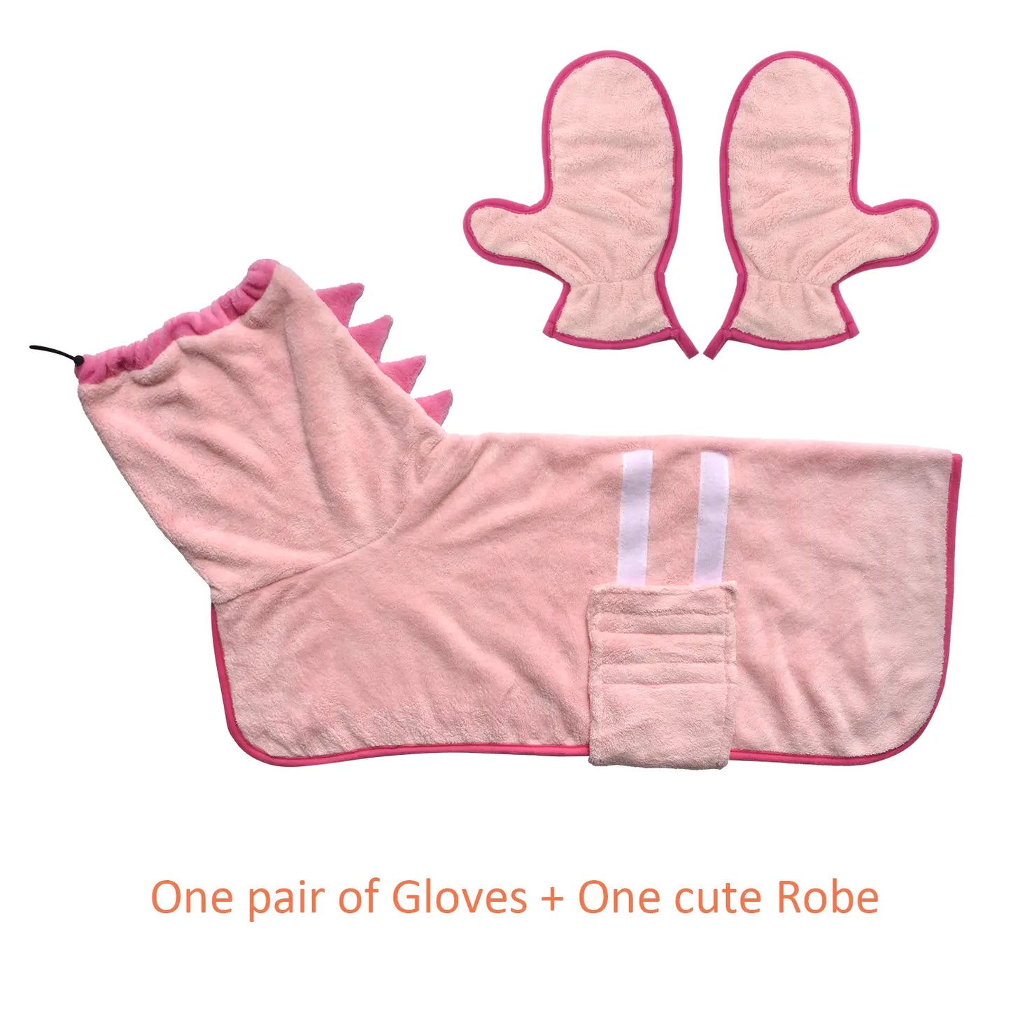 Quick-Dry Dog Bathrobe & Towel Set - Adjustable Microfiber Robe with Drying Gloves for Cozy Grooming & Beach Fun