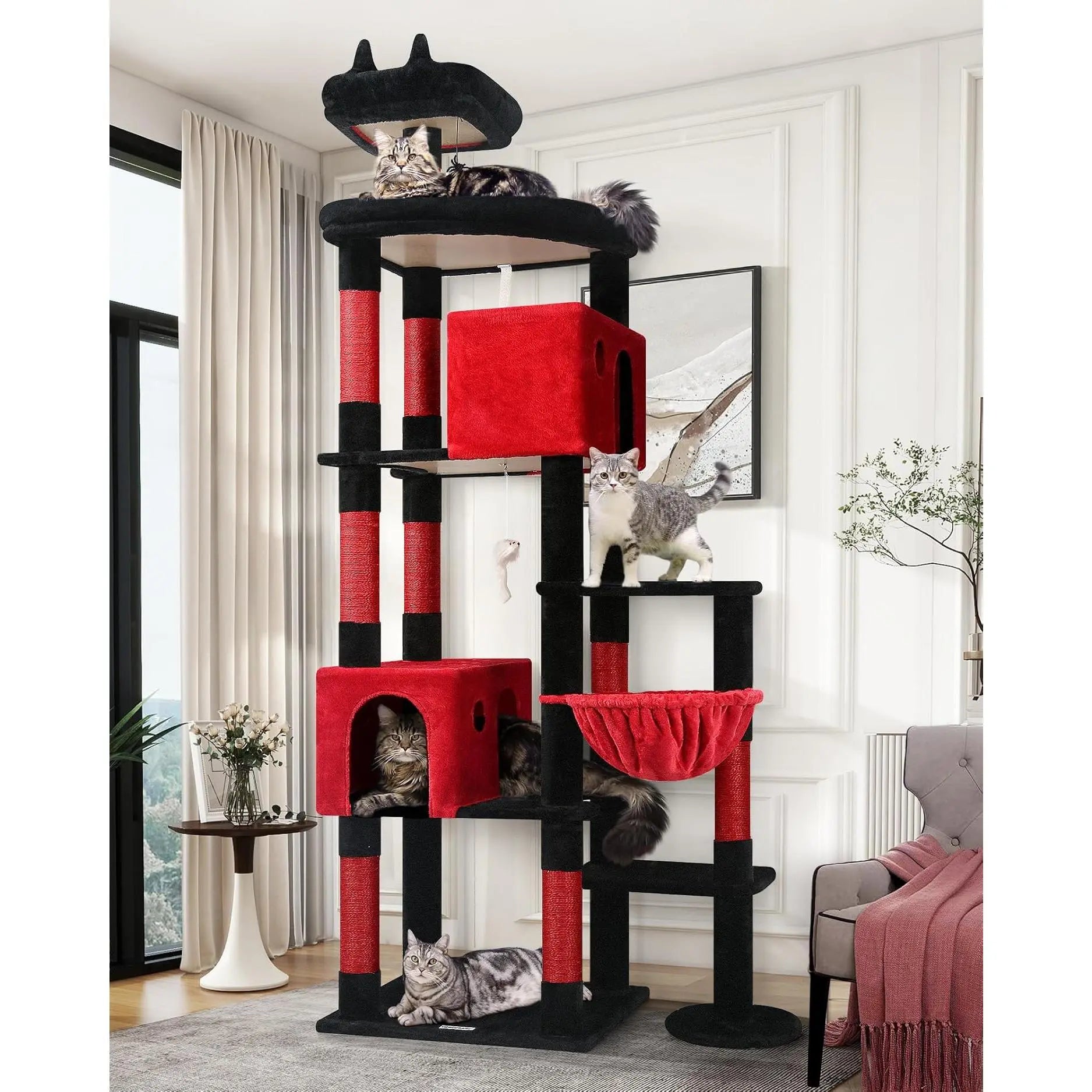 Ultimate XXL Cat Tree - 83 Inch Indoor Tower for Large Cats, Heavy Duty Design with 9 Posts - Dark Grey