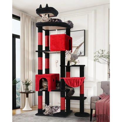 Ultimate XXL Cat Tree - 83 Inch Indoor Tower for Large Cats, Heavy Duty Design with 9 Posts - Dark Grey