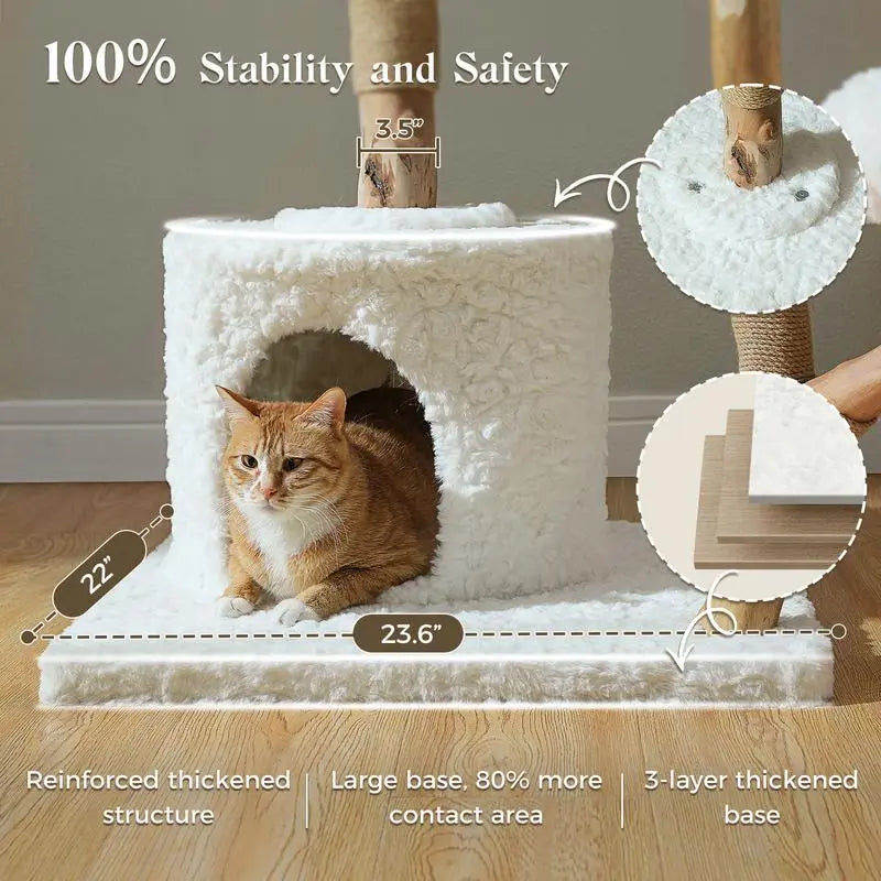 Elegant 59-Inch Luxury Wood Cat Tree with Condo & Hammock - Perfect Christmas Gift for Indoor Cats!