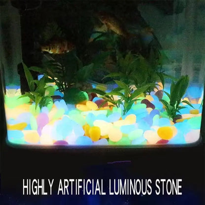 Glow-In-The-Dark Aquarium Stones - Fluorescent Resin Pebbles for Stunning Fish Tank & Garden Decor (100/200/600/1000 Pcs)