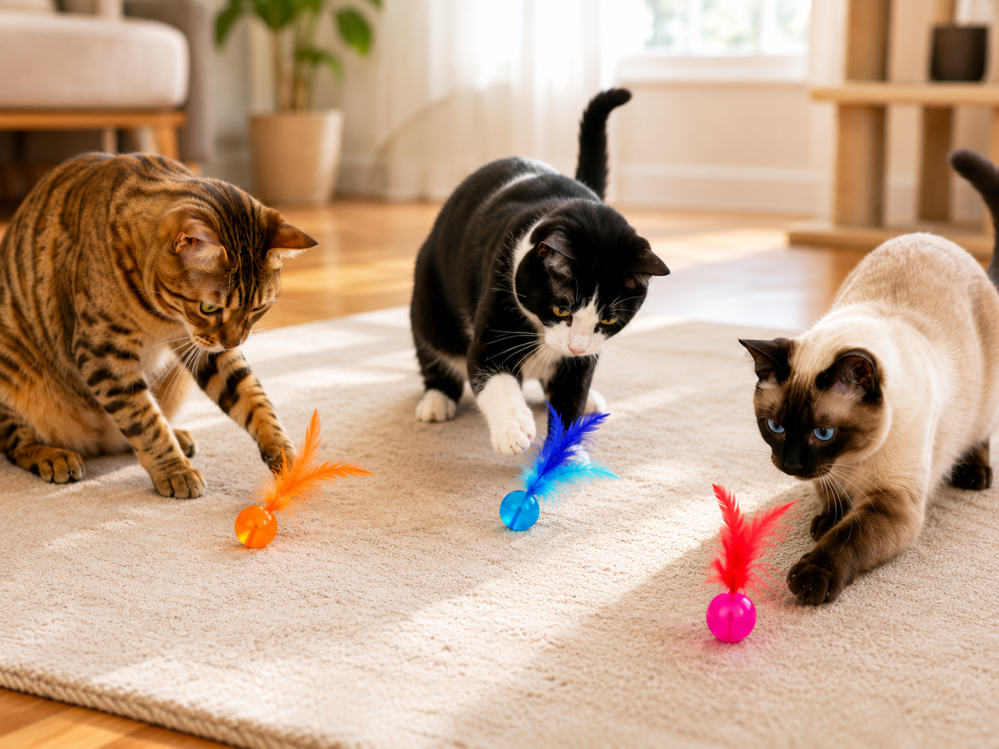 Keep Your Cat Jumping, Chasing & Playing – Interactive Feather Toy with Bouncing Ball