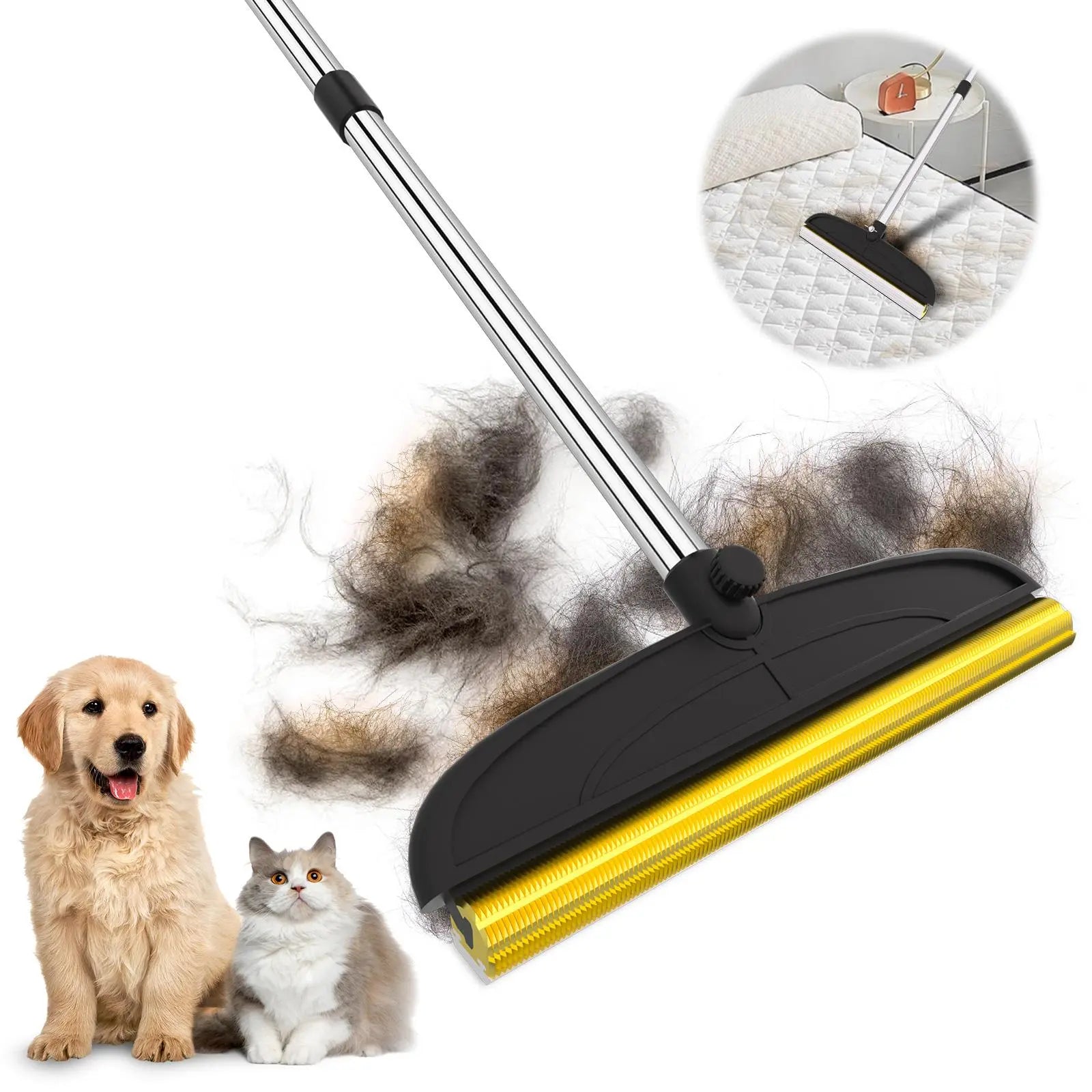 Adjustable Cat Hair Remover Brush - Ultimate Pet Hair Cleaning Tool for Carpets & Floors, Perfect Valentine’s Day Gift!