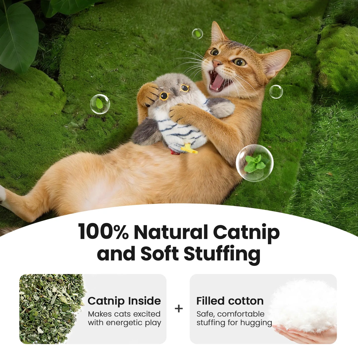 Potaroma Interactive Flapping Bird Cat Toy – Realistic Chirping & Rechargeable Fun for Cats & Kittens (5.1" – Cuckoo)