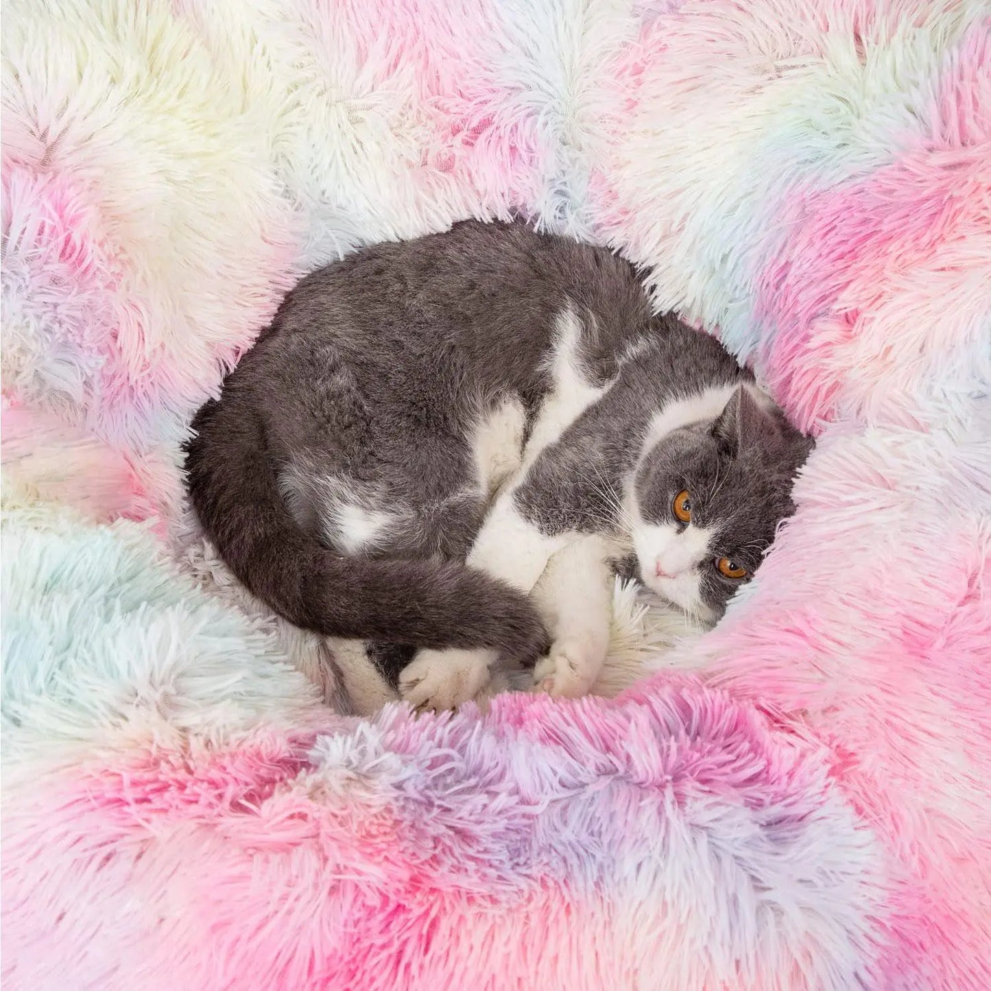Cozy Plush Two-in-One Cat Tunnel Bed & Nest - Winter Warmth for Multiple Cats, Soft Non-Slip Design