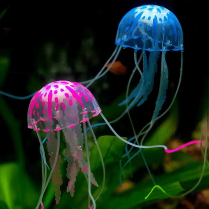 Vibrant Fluorescent Jellyfish Set of 3 - Stunning Aquarium Decor for LED Fish Tanks, Floating Realistic Ornaments