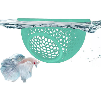 Floating Betta Hide & Shrimp Cave - Multi-Functional Hammock and Feeding Ring for Betta Fish, Shrimp & Small Aquatic Pets