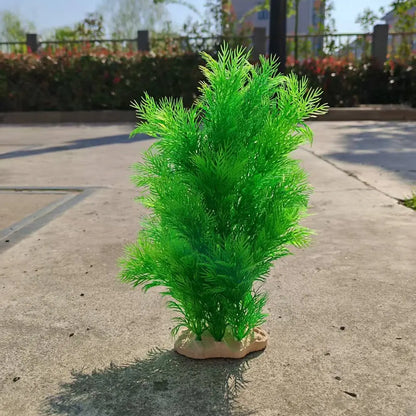 Vibrant 26Cm Artificial Basil Plant for Aquariums - Perfect for Freshwater & Saltwater Tanks with Sturdy Ceramic Base