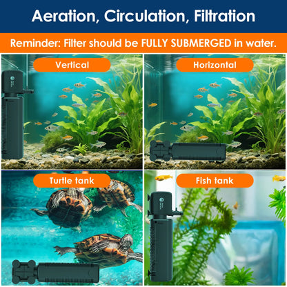 Aquamiracle U-V Light Aquarium Filter with Timer & Aeration - Perfect for Crystal Clear Fish Tanks and Turtles!