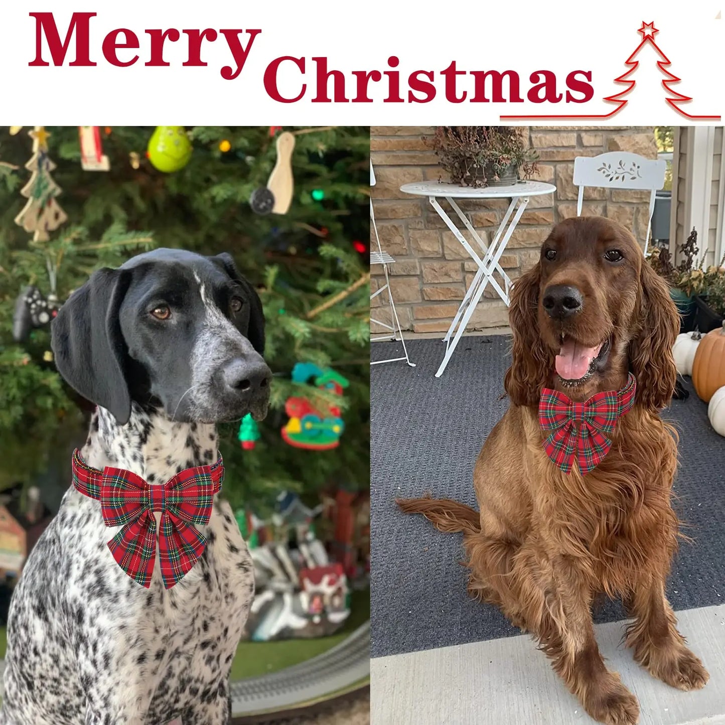 Festive Plaid Dog Collar with Bow Tie - Adjustable Christmas Scottish Tartan for Small to Large Dogs, Perfect Holiday Gift!