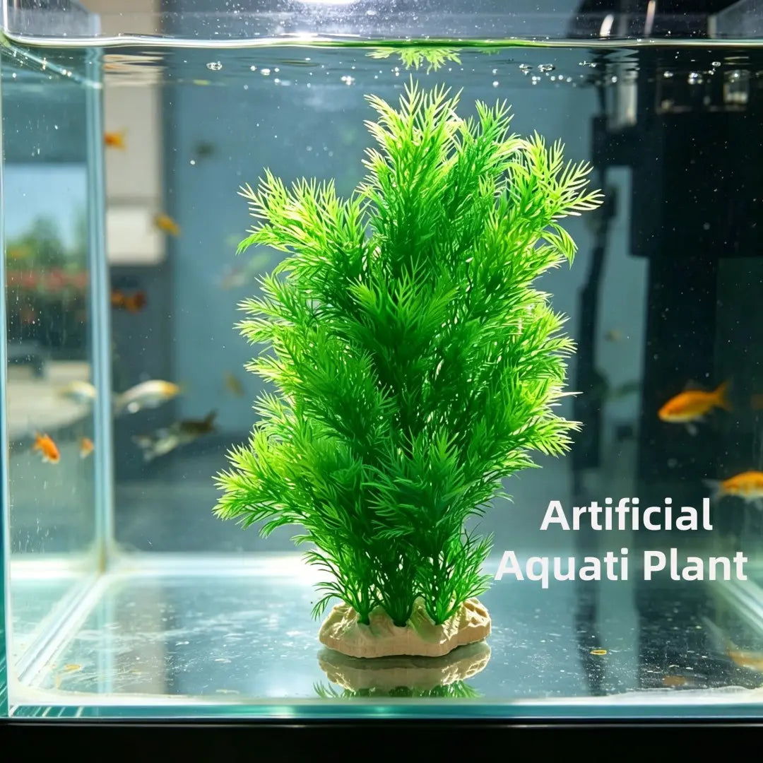 Vibrant 26Cm Artificial Basil Plant for Aquariums - Perfect for Freshwater & Saltwater Tanks with Sturdy Ceramic Base