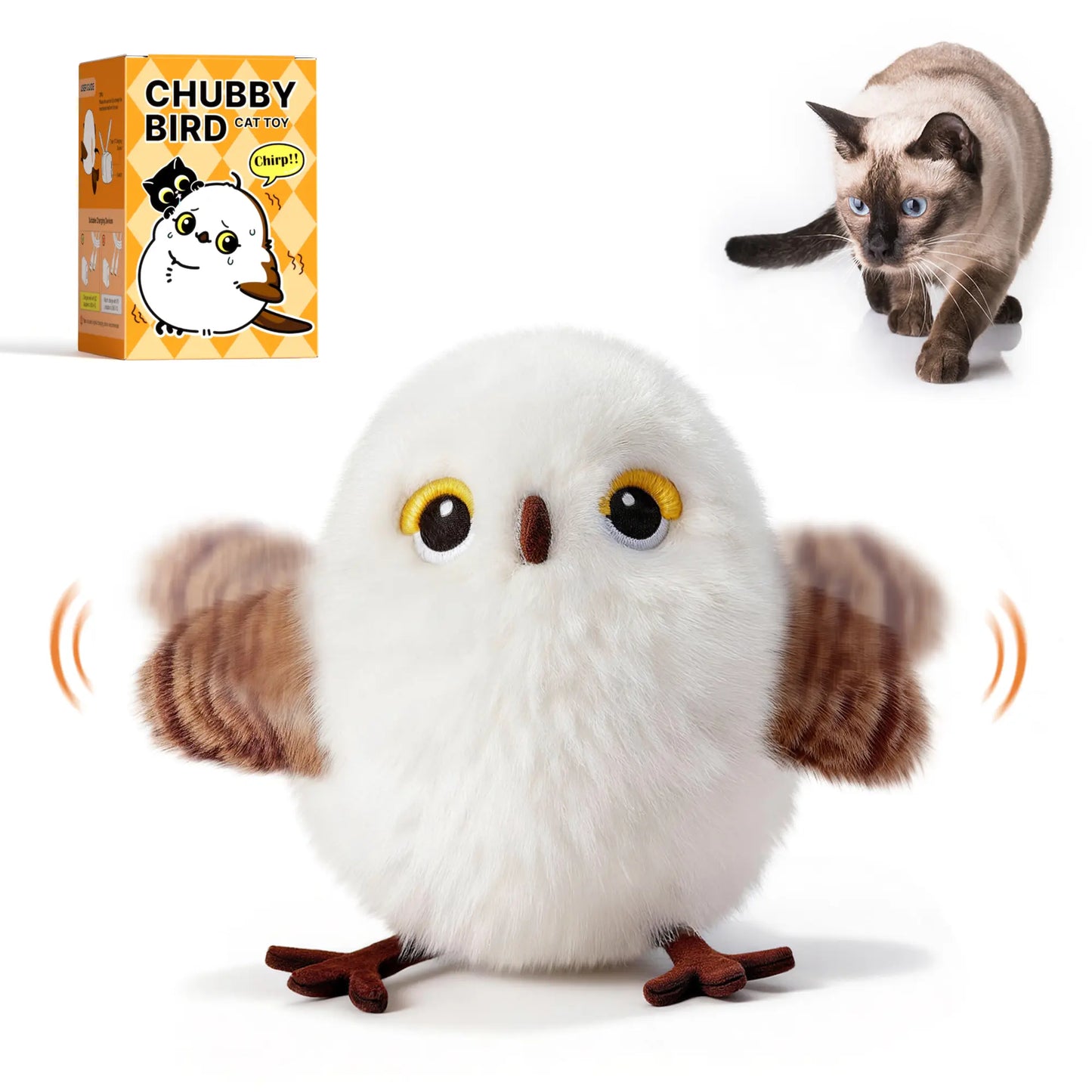 Potaroma Interactive Flapping Bird Cat Toy – Realistic Chirping & Rechargeable Fun for Cats & Kittens (5.1" – Cuckoo)