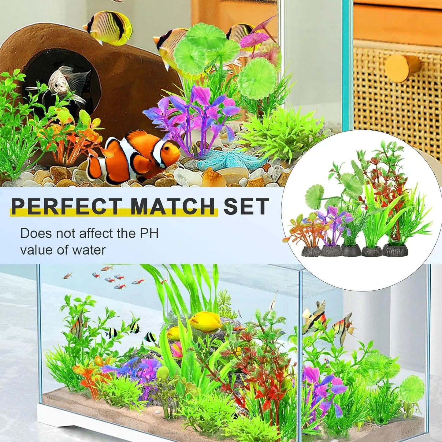 Vibrant 30 Count Artificial Aquarium Fish Tank Decorations - Lush Green Plastic Water Grass for Stunning Aquatic Display