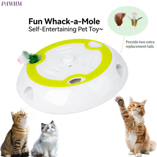Whack a Mole Cat Toy - Automatic Feather Mice for Endless Fun!