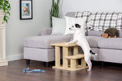 Steady Paws Multi-Step Pet Stairs for High Beds & Sofas - Cream, 3-Step