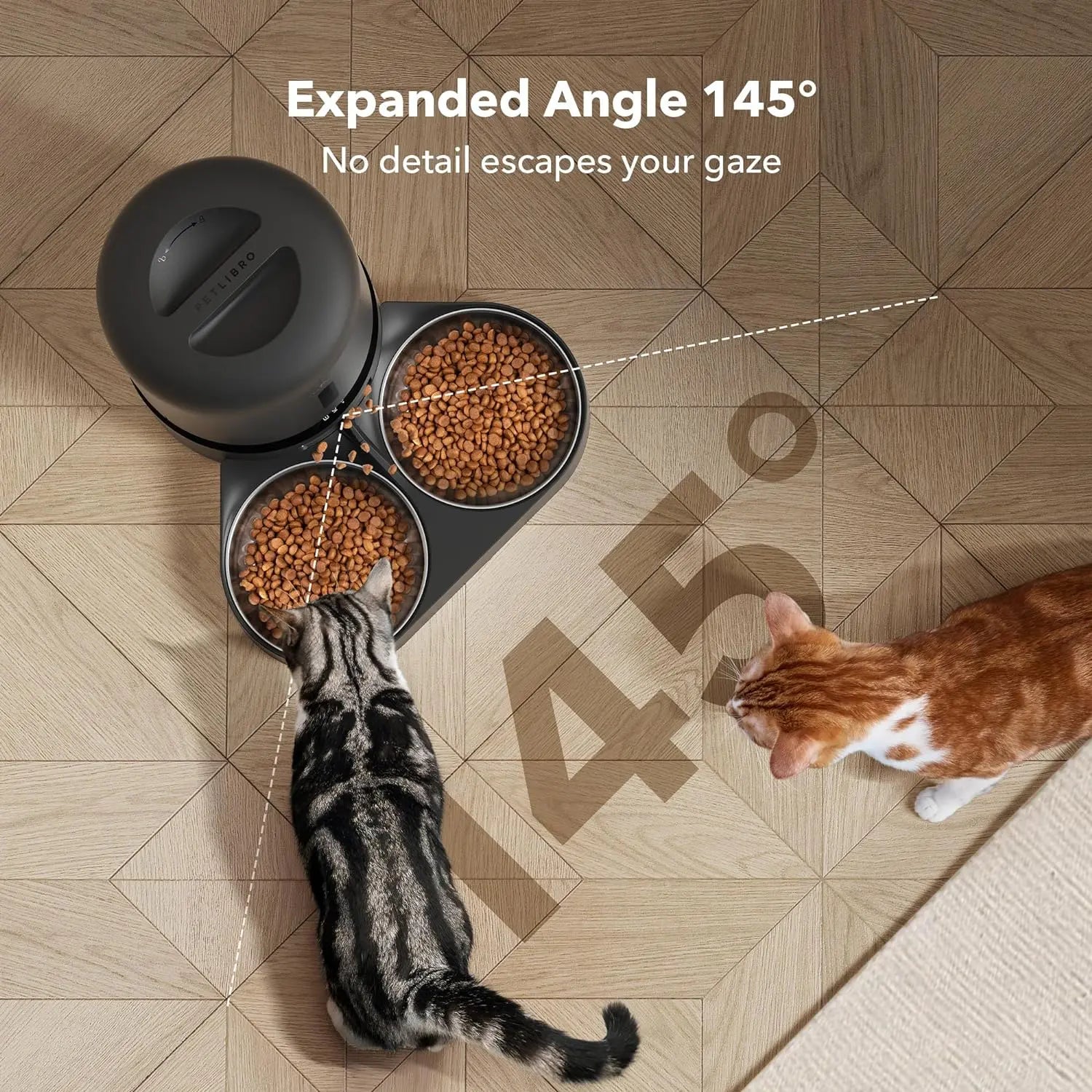 PETLIBRO 5L Automatic Cat Feeder with HD Camera & Night Vision - 2-Way Audio, 5G Wifi, Dual Tray, Alerts for Cats & Dogs - Perfect for Multi-Pet Households