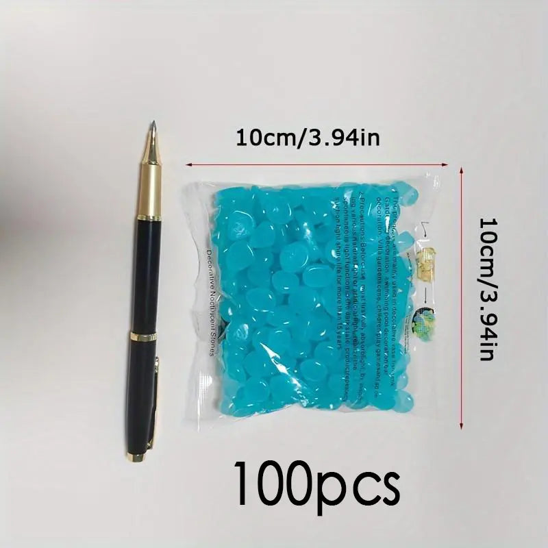 Glow-In-The-Dark Aquarium Stones - Fluorescent Resin Pebbles for Stunning Fish Tank & Garden Decor (100/200/600/1000 Pcs)